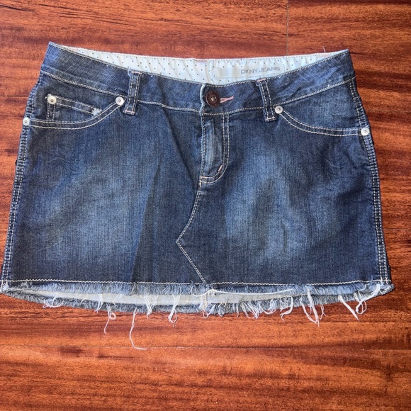 Dkny Dresses & Skirts - DKNY Dark Blue Frayed Hem Mini Skirt